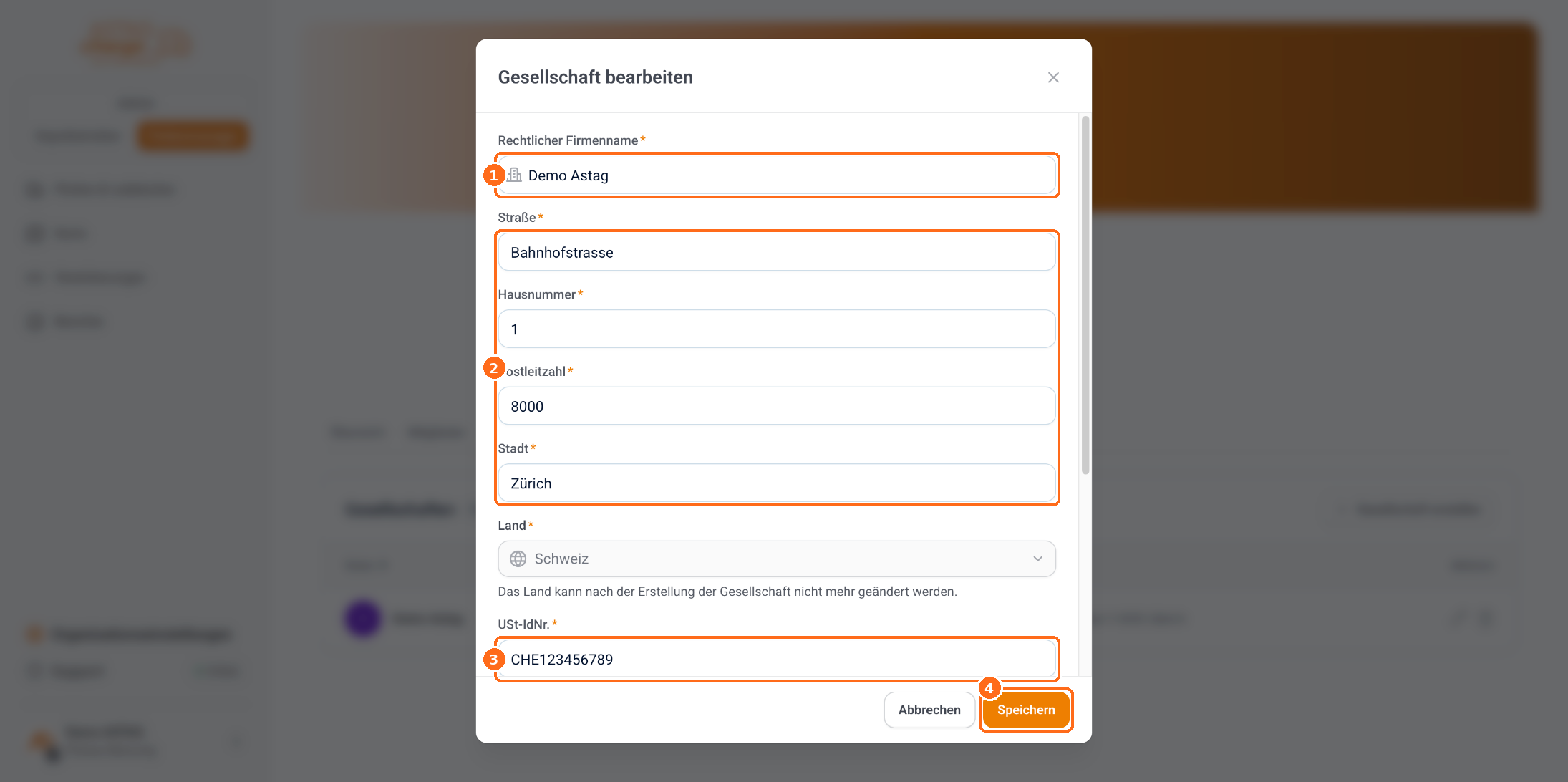 Screenshot: Gesellschaft bearbeiten