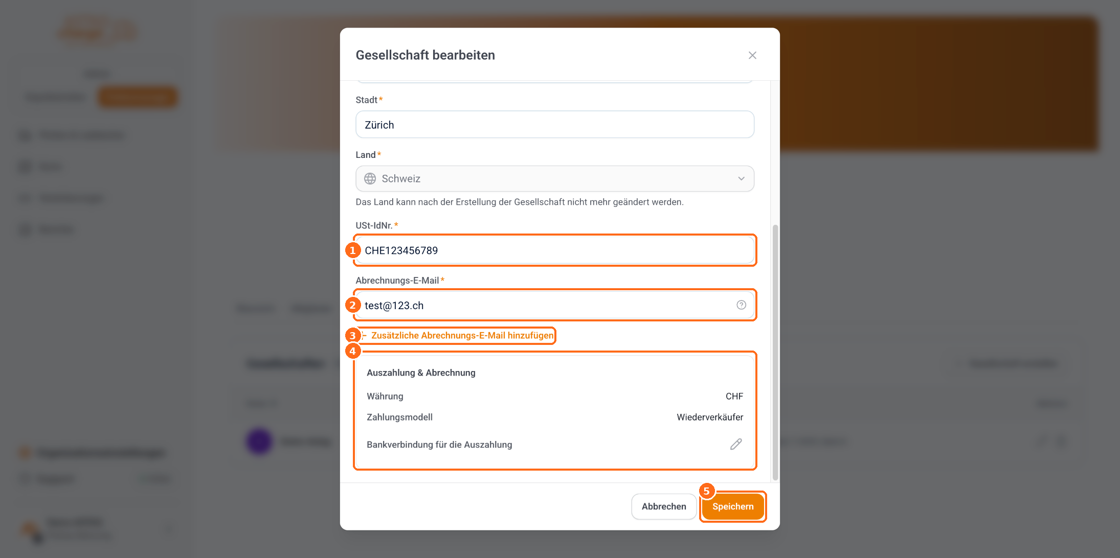 Screenshot: Gesellschaft bearbeiten