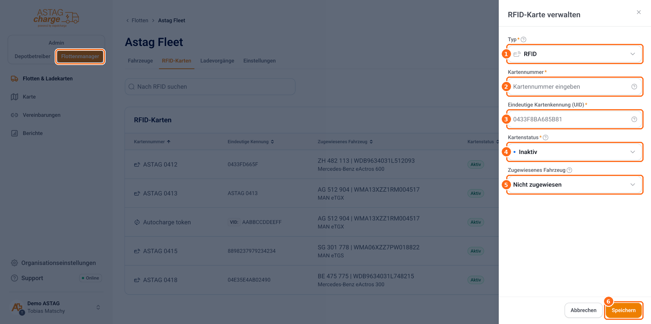 Screenshot: RFID Karte hinzufuegen