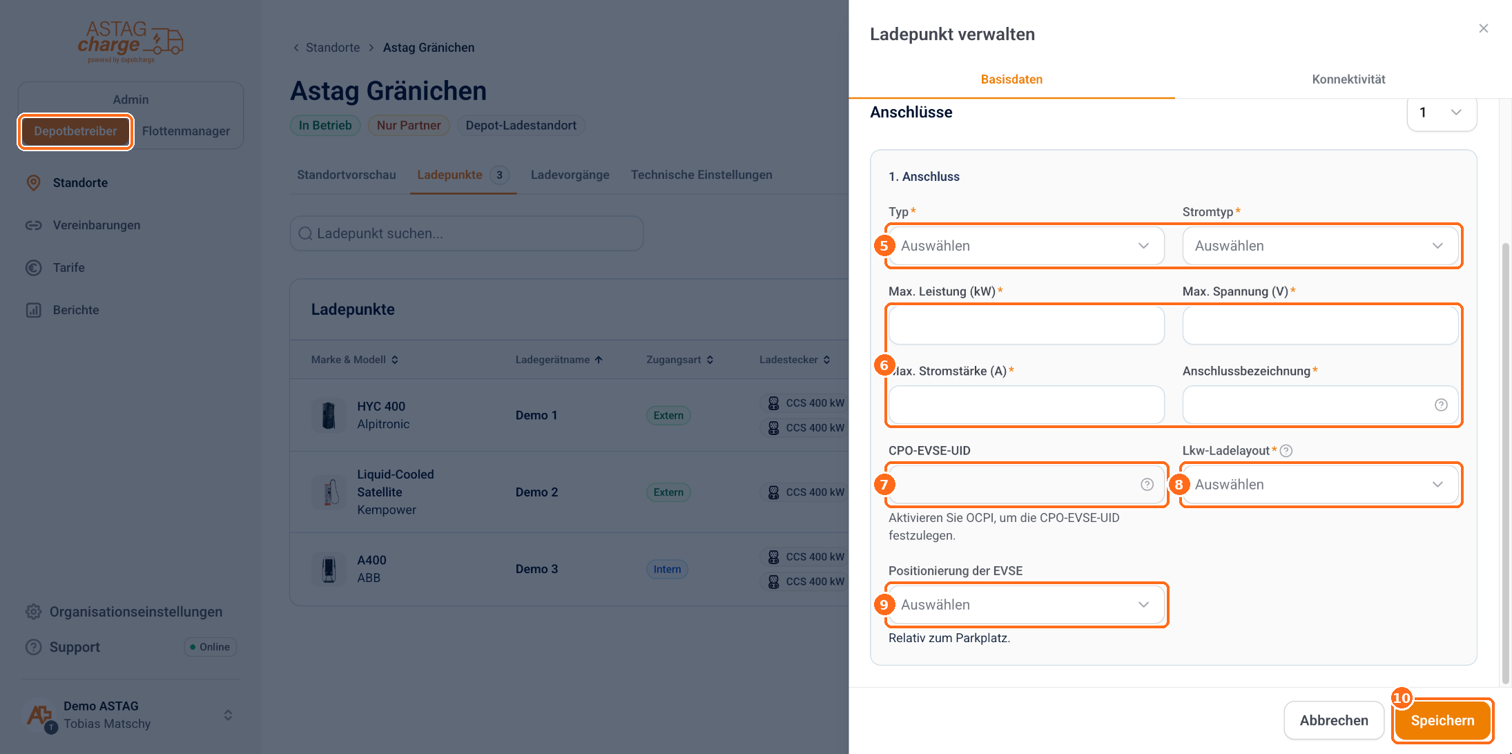 Screenshot: Ladepunkt hinzufuegen