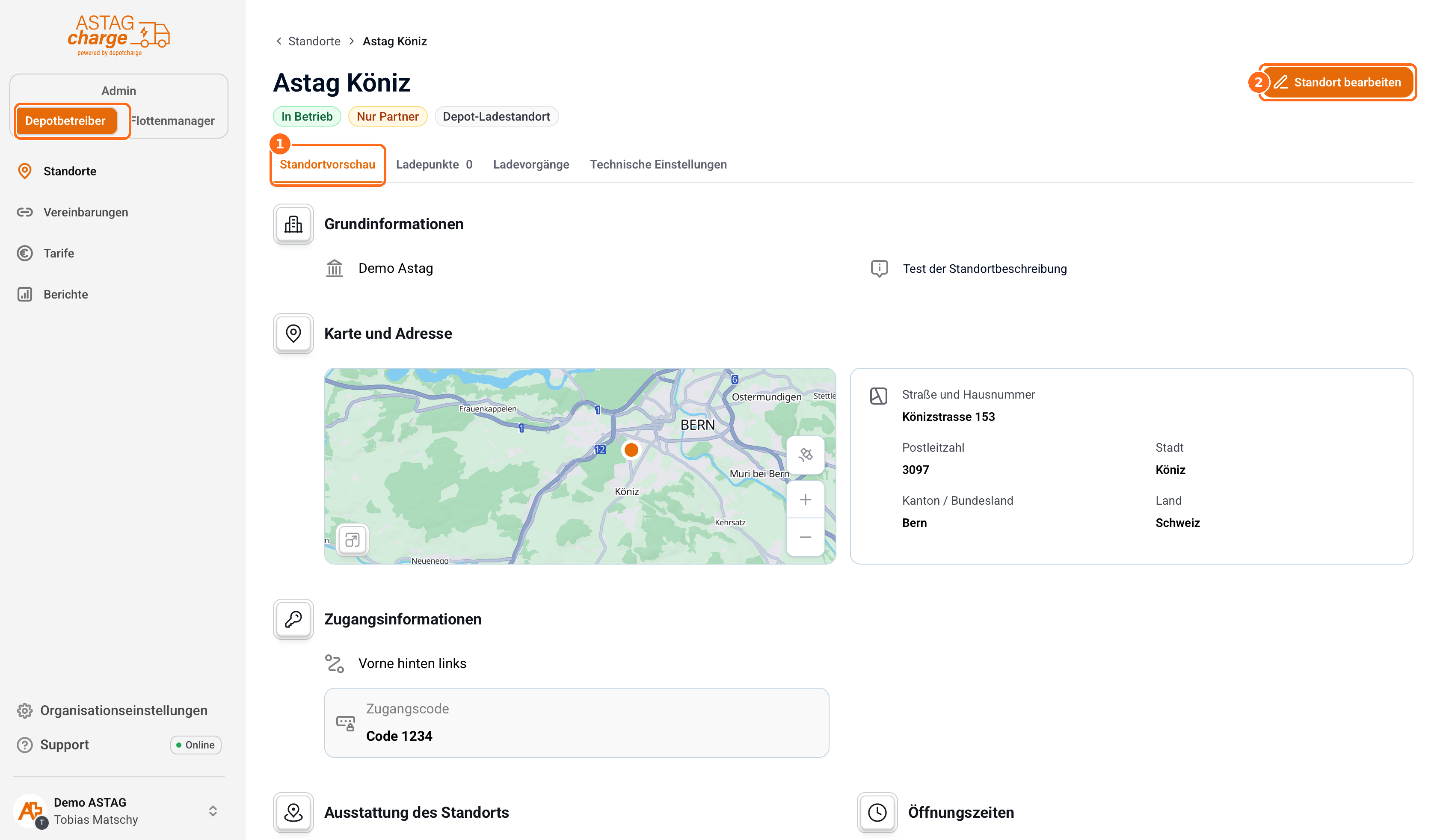 Screenshot: Standortvorschau