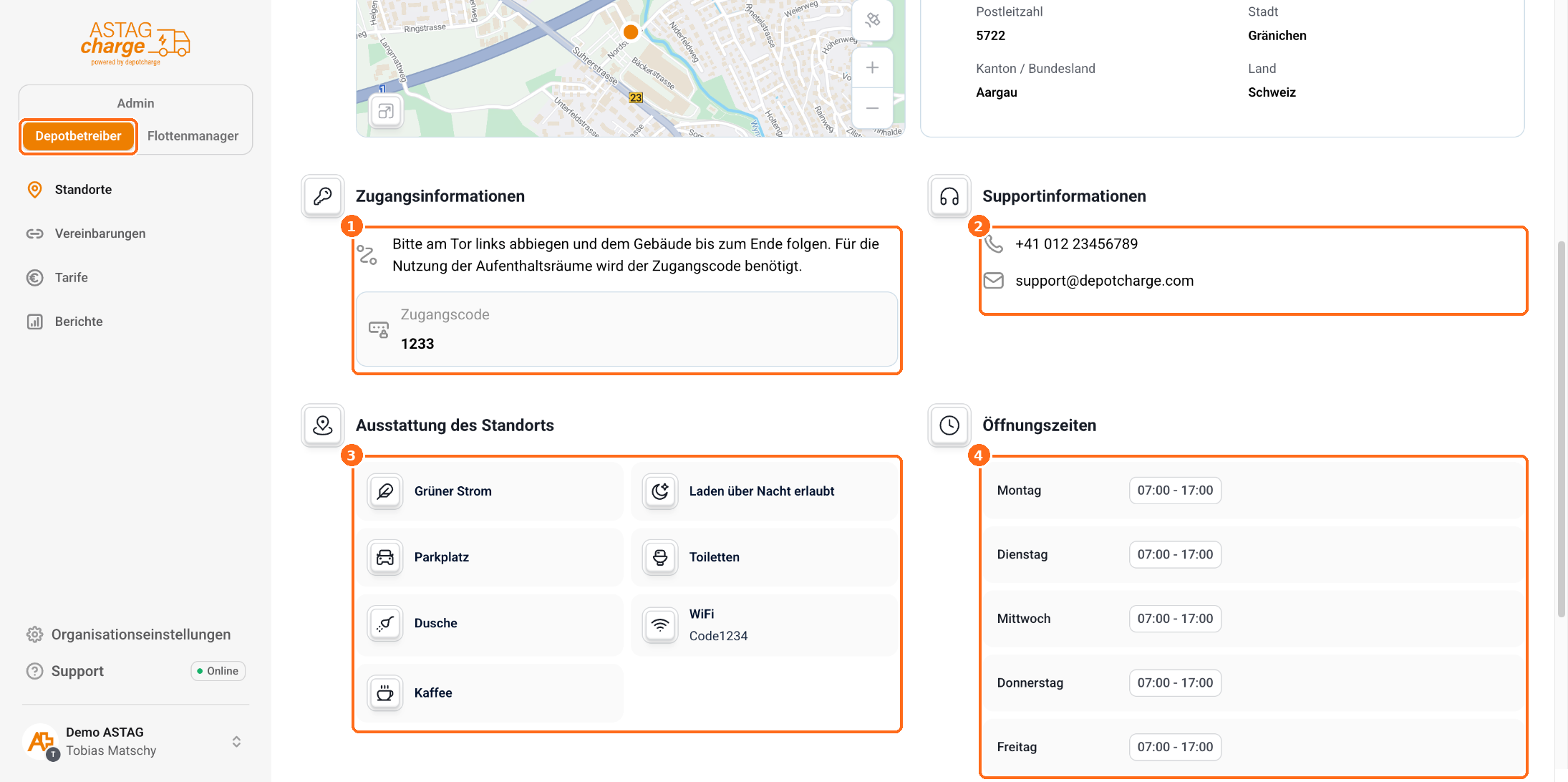 Screenshot: Standortvorschau