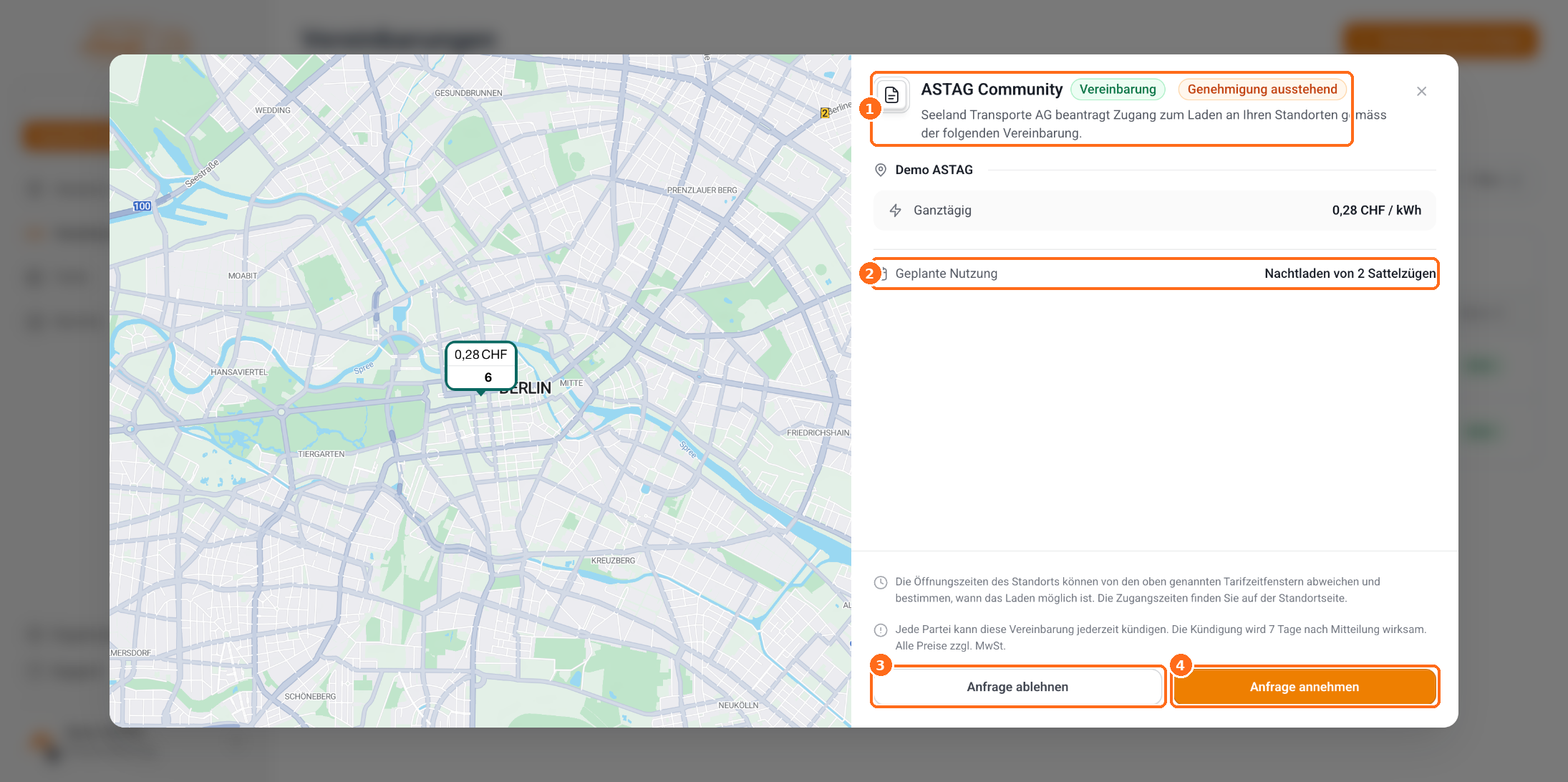 Screenshot: Anfrage genehmigen