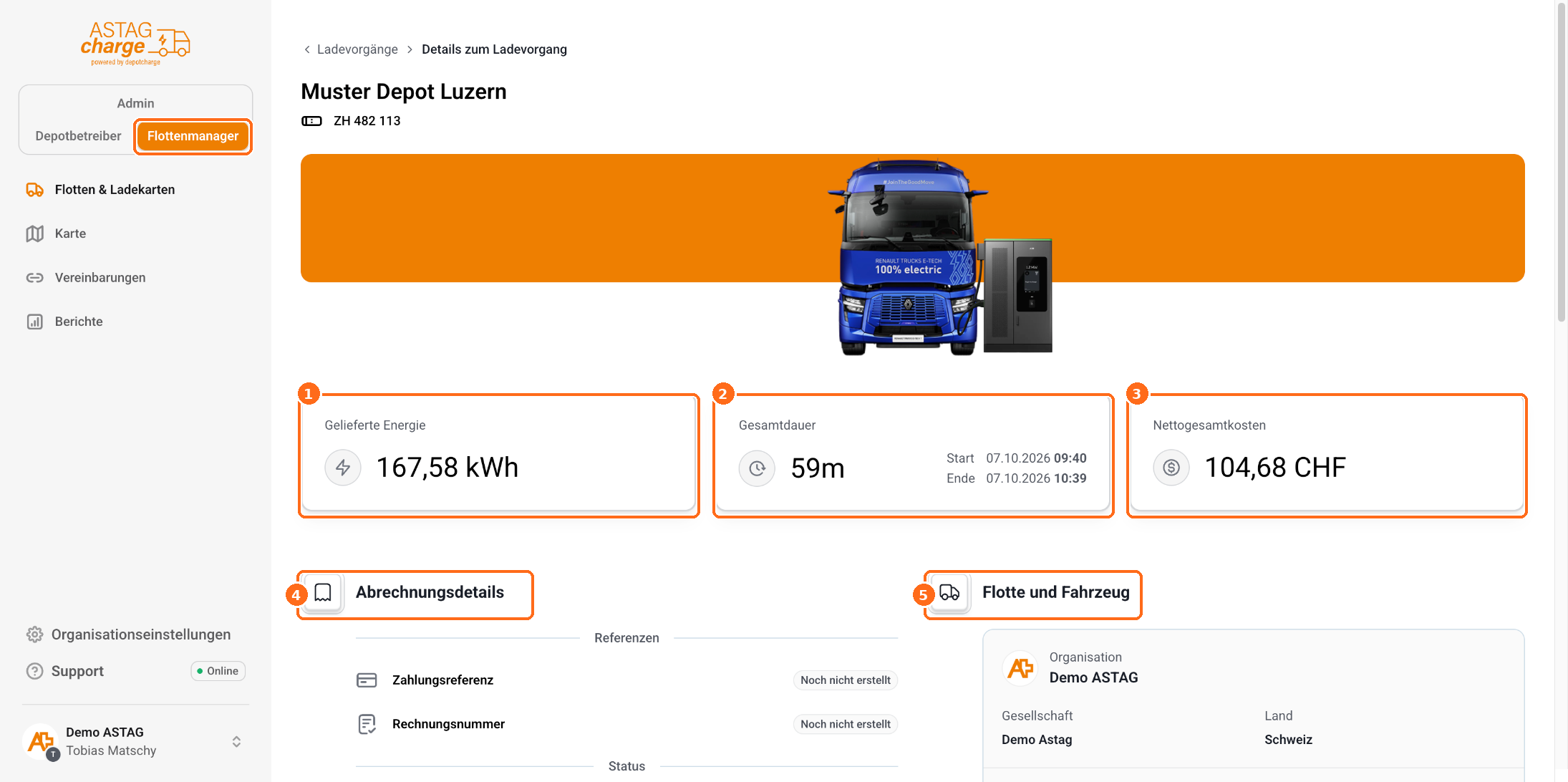 Screenshot: Ladevorgang Details
